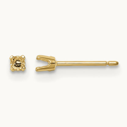 Round Stud Earring Mounting w/backs, 2.25mm, 14K