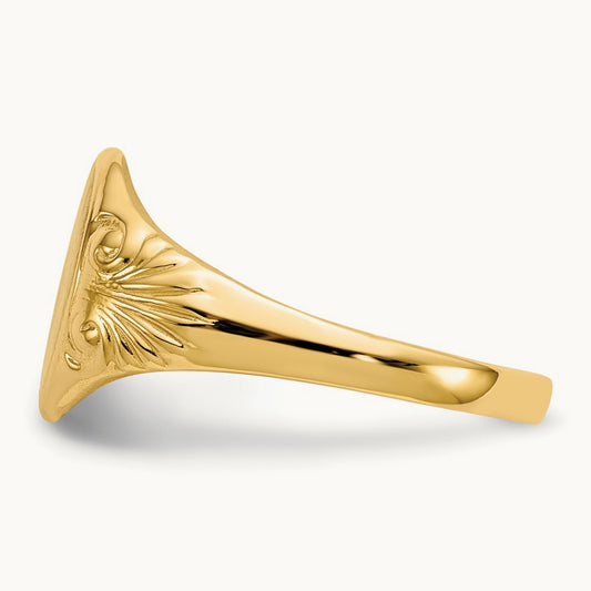 7.5x10. Closed Back Signet Ring, 0mm, 14K