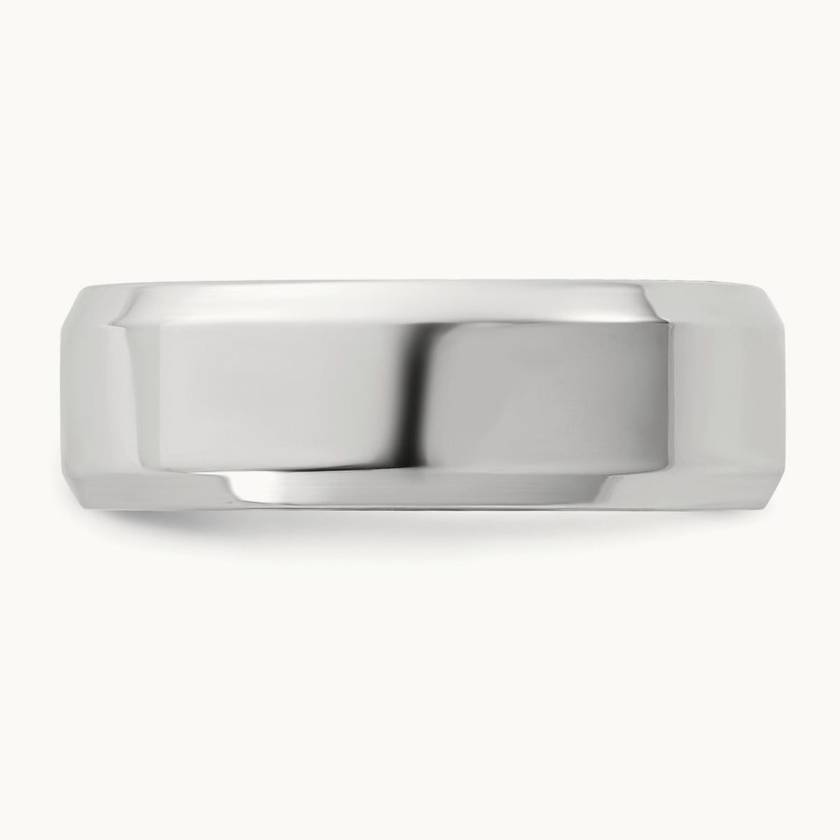 Bevel Edge Comfort Fit Band, 6.5mm, 10K White Gold