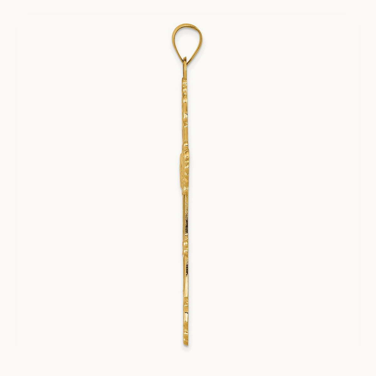 Polished Fleur de Lis Cross Pendant, 14K