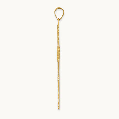 Polished Fleur de Lis Cross Pendant, 14K