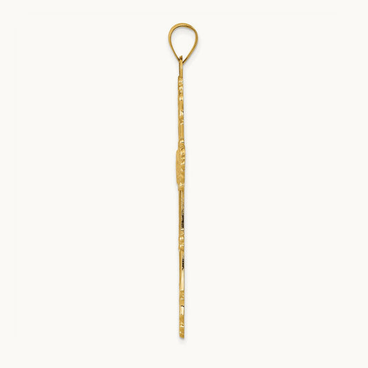 Polished Fleur de Lis Cross Pendant, 14K