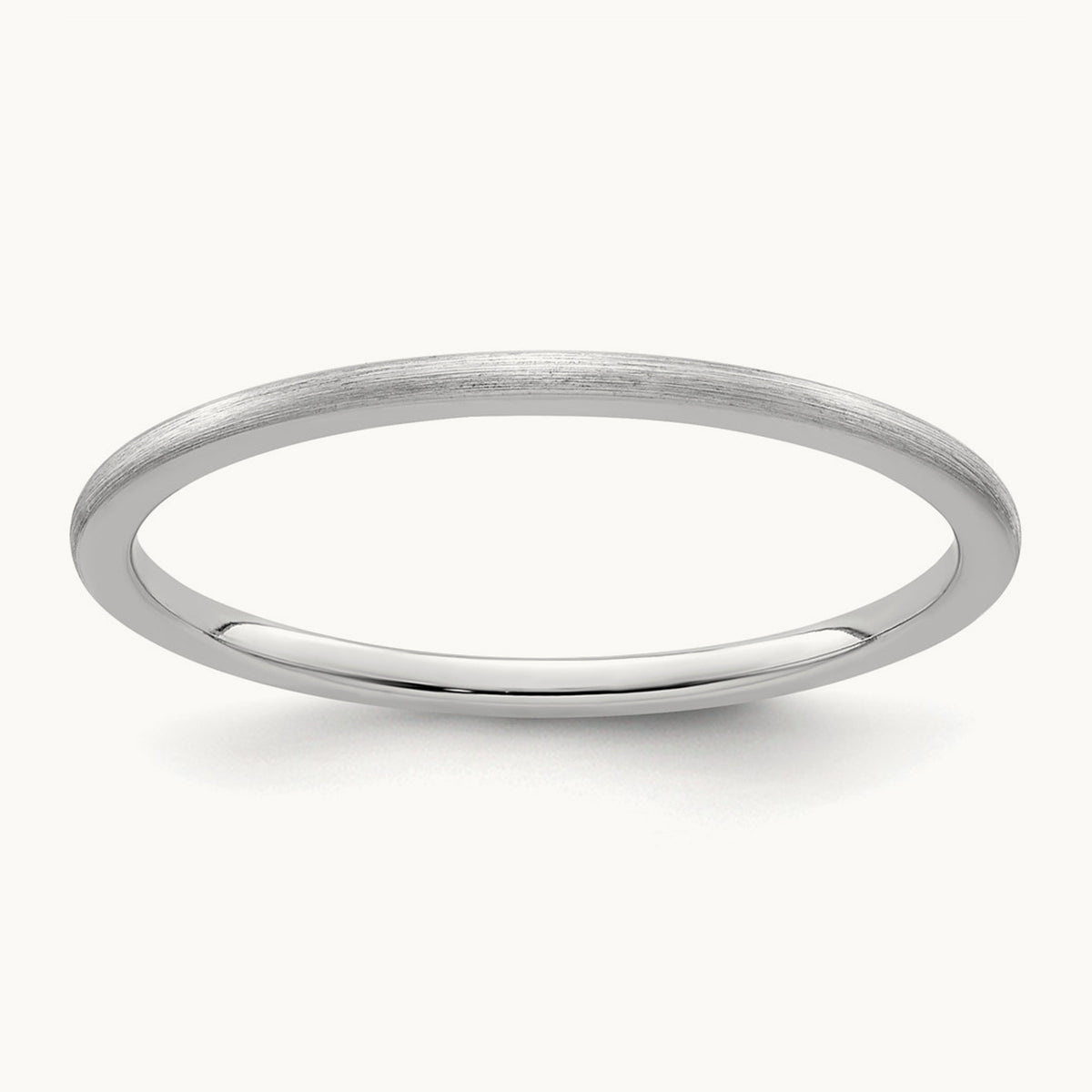 Half Round Satin Stackable Band — 10K White Gold