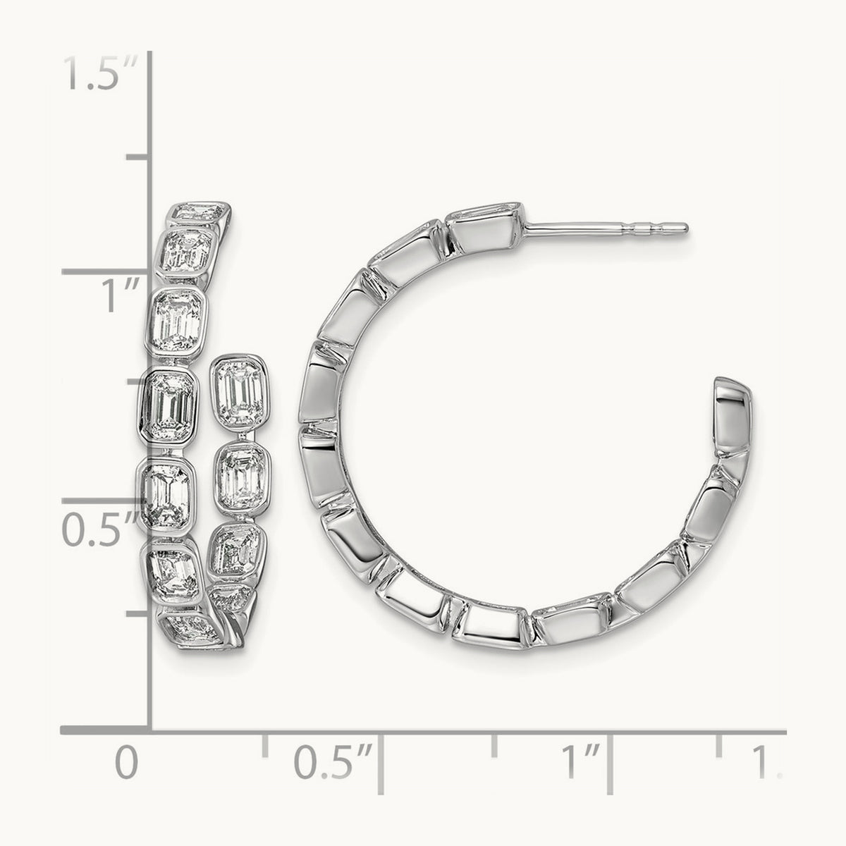 Post Emerald Hoop Earrings, 3.25-4.00 ct tw Lab-Grown Diamond