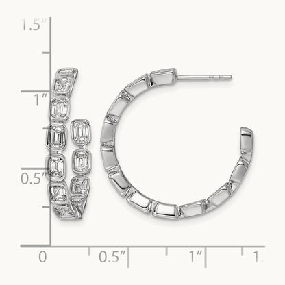 Post Emerald Hoop Earrings, 3.25-4.00 ct tw Lab-Grown Diamond