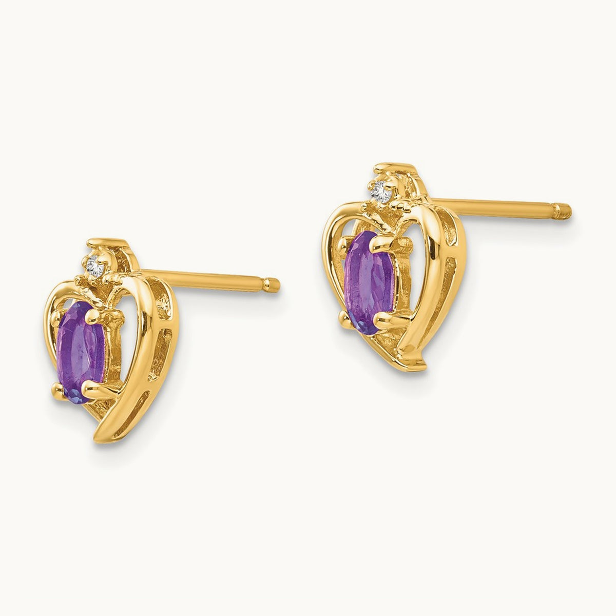 Amethyst and Diamond Heart Earrings — photo set