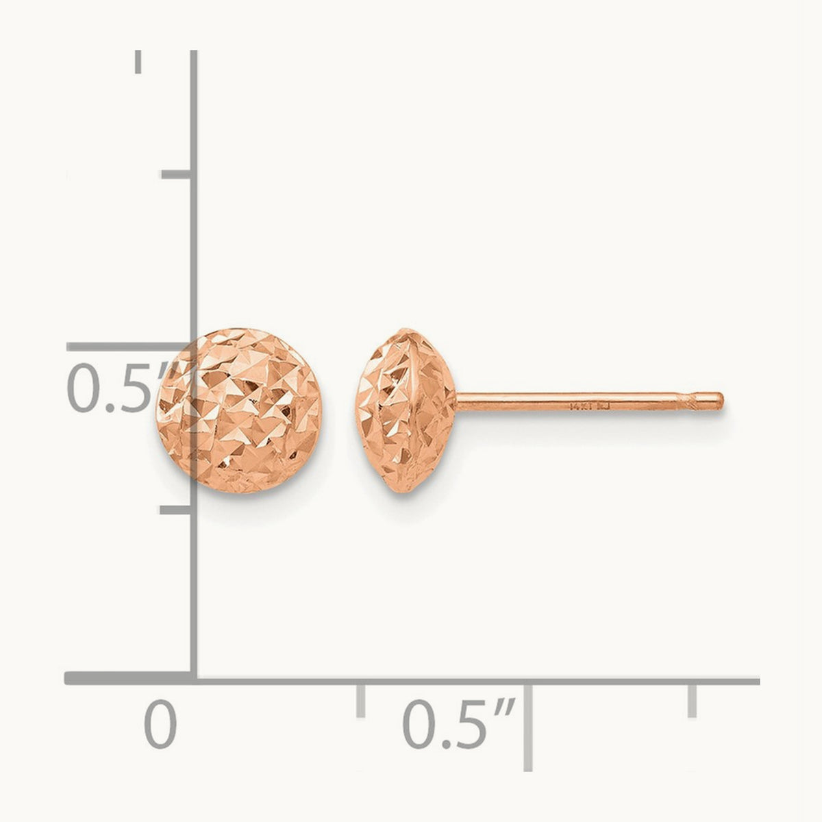 Circle Puff Post Earrings — 14K Rose Gold, 6mm