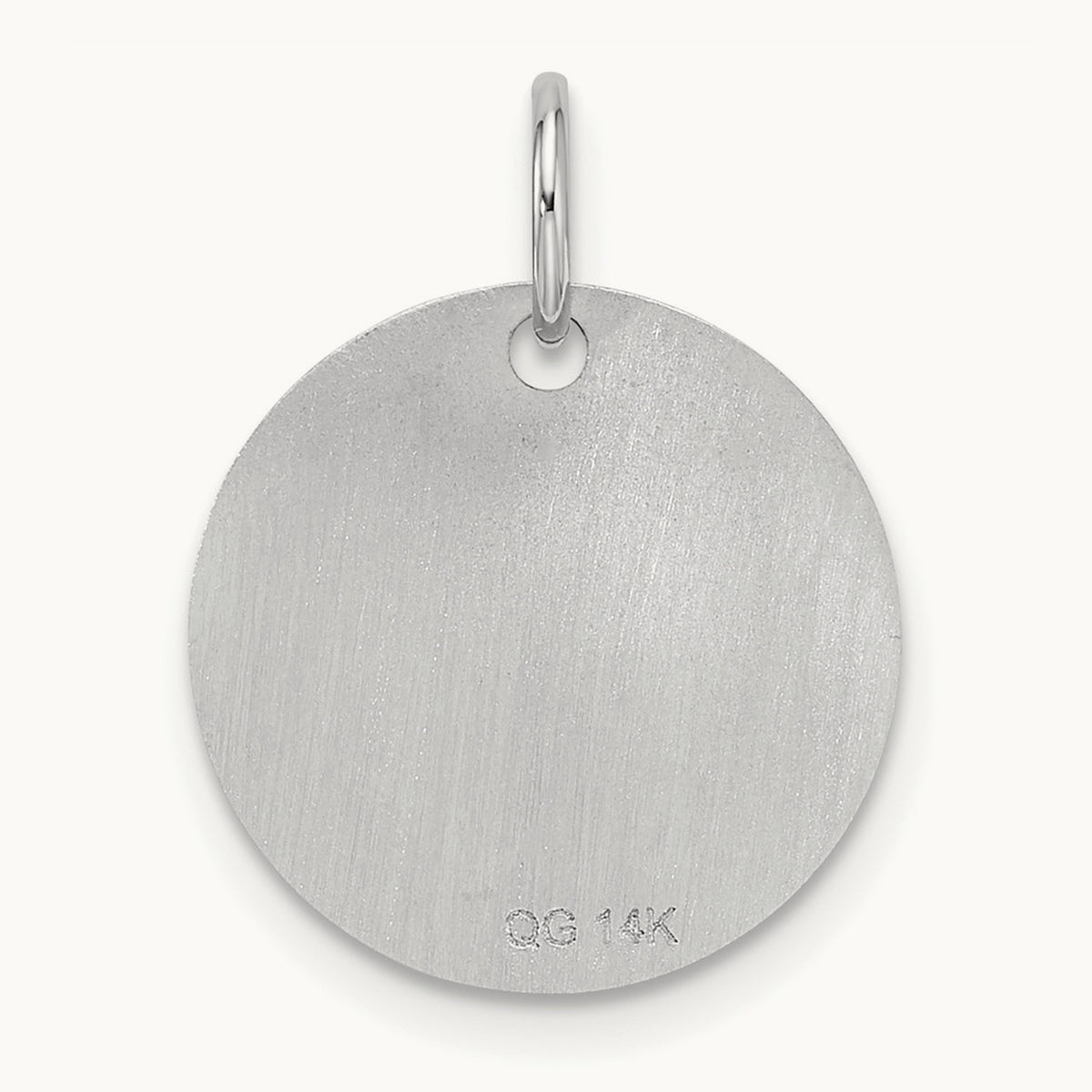 Polished Black Enamel Initial Disk Charm — 14K White Gold, O