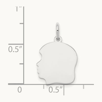 Plain Medium.013 Depth Facing Left Engravable Girl Charm — 22mm