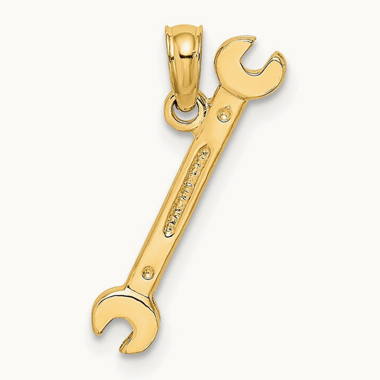 3-D Double Open-Ended Wrench Charm, 14K