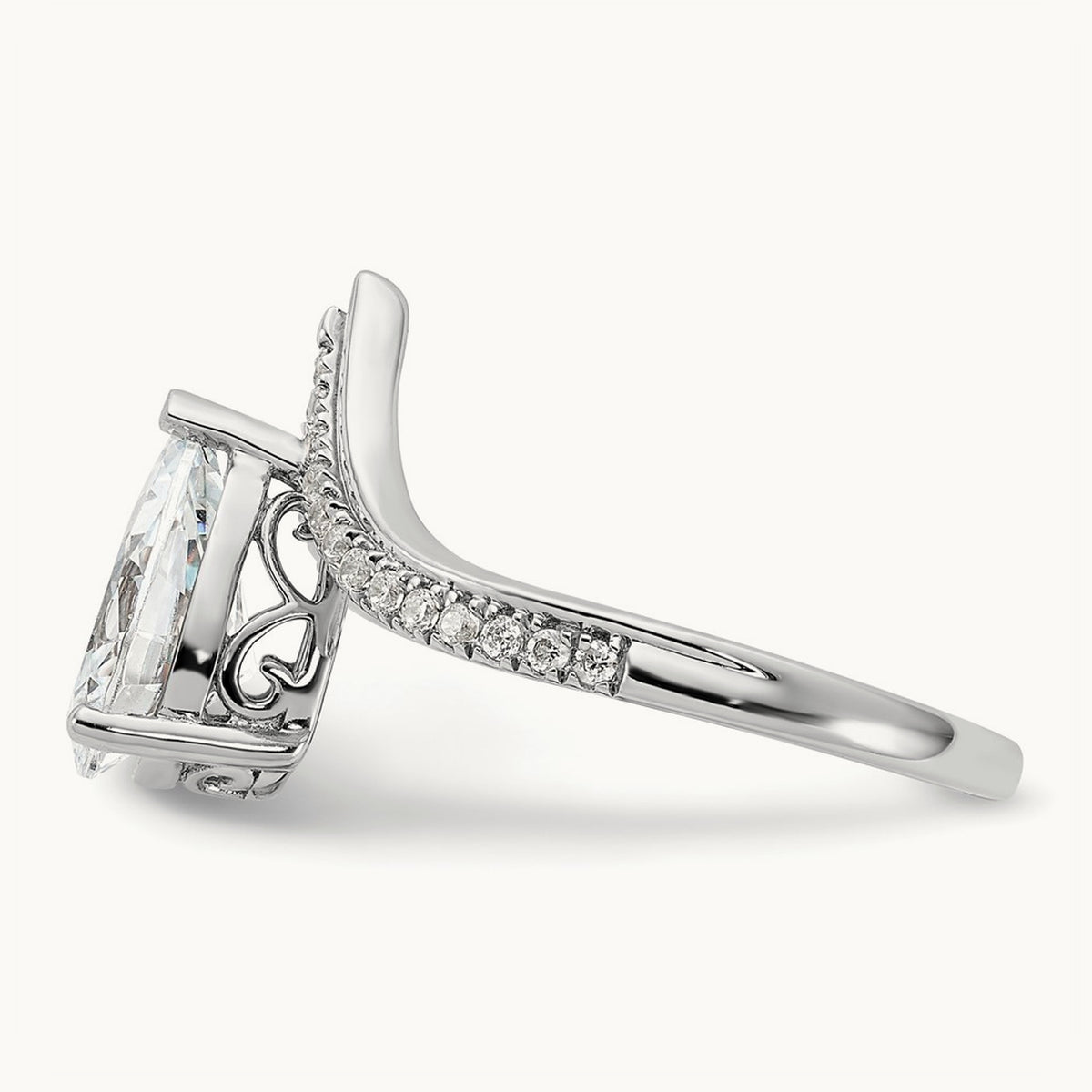 Asymmetric Pear Semi-Mount Engagement Ring, 0.20 ct tw
