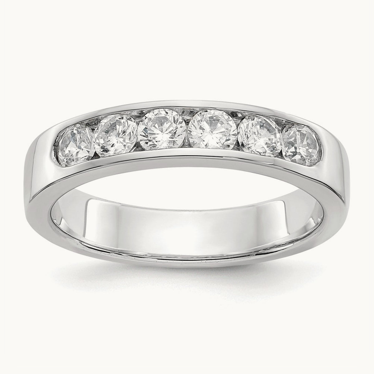 6-Stone Diamond Channel Band, 14K White Gold