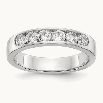 6-Stone Diamond Channel Band, 14K White Gold