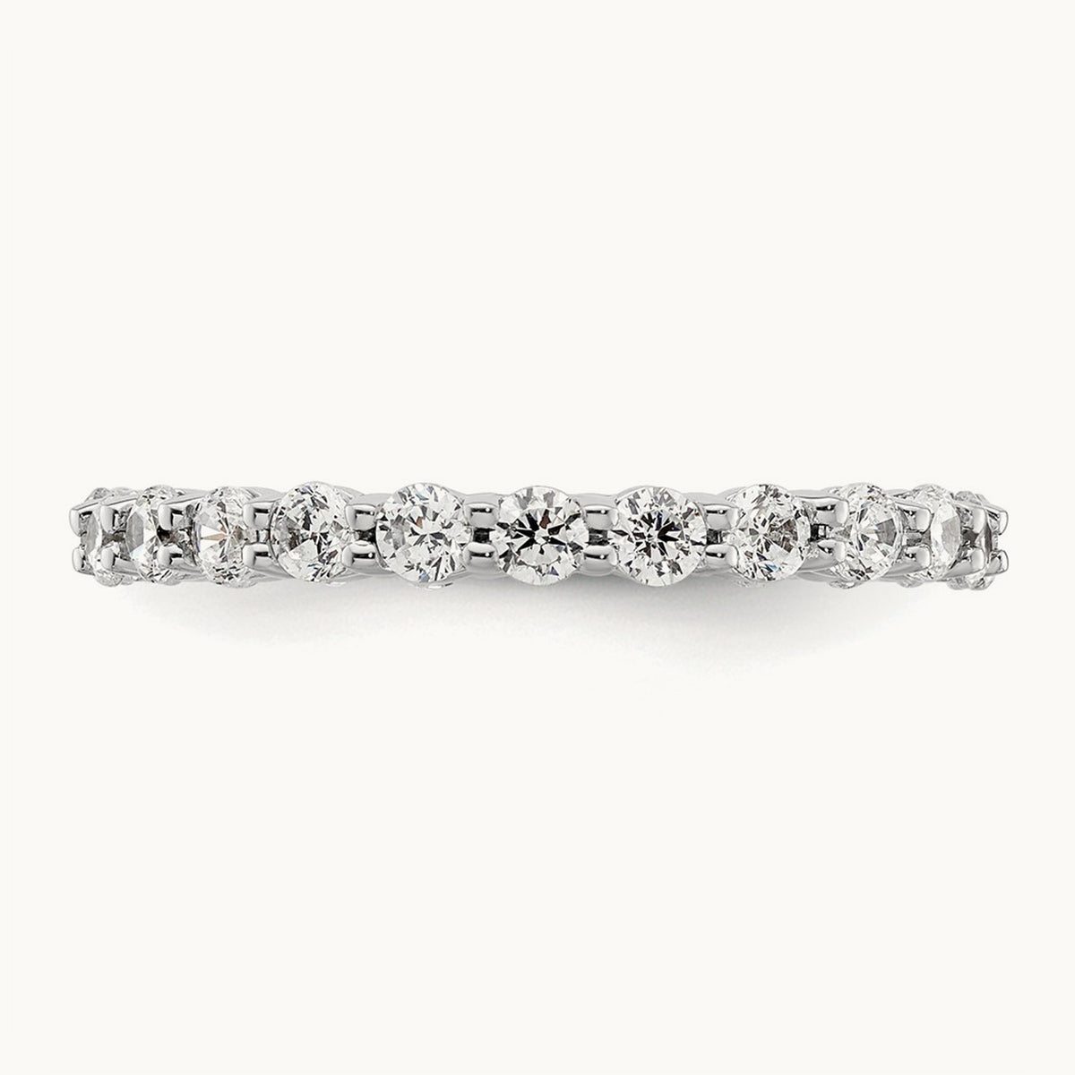 Polished Shared Prong Diamond Eternity Band — 14K White Gold, 0.982 ct, 5