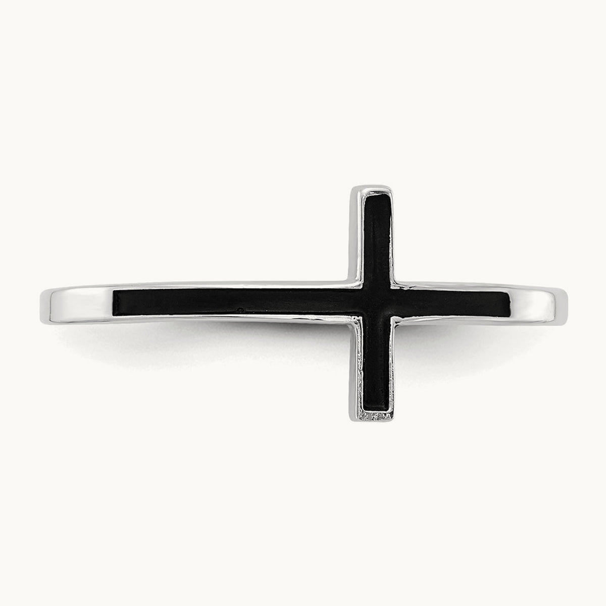 Antiqued Sideways Cross Ring — 14K White Gold