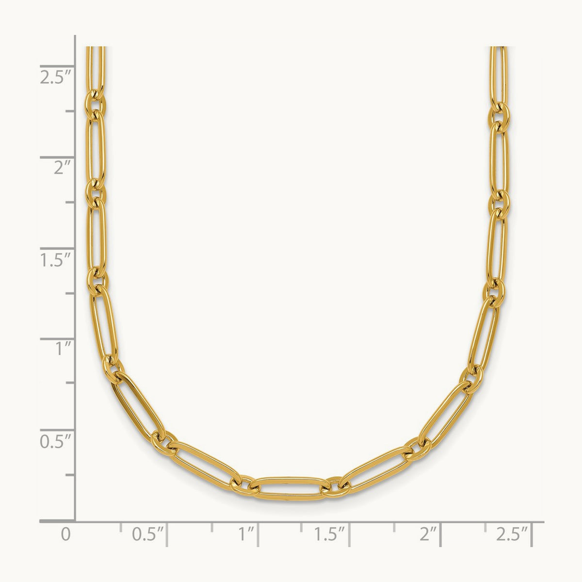 Polished Paperclip Link Necklace, 3.75mm, 14K