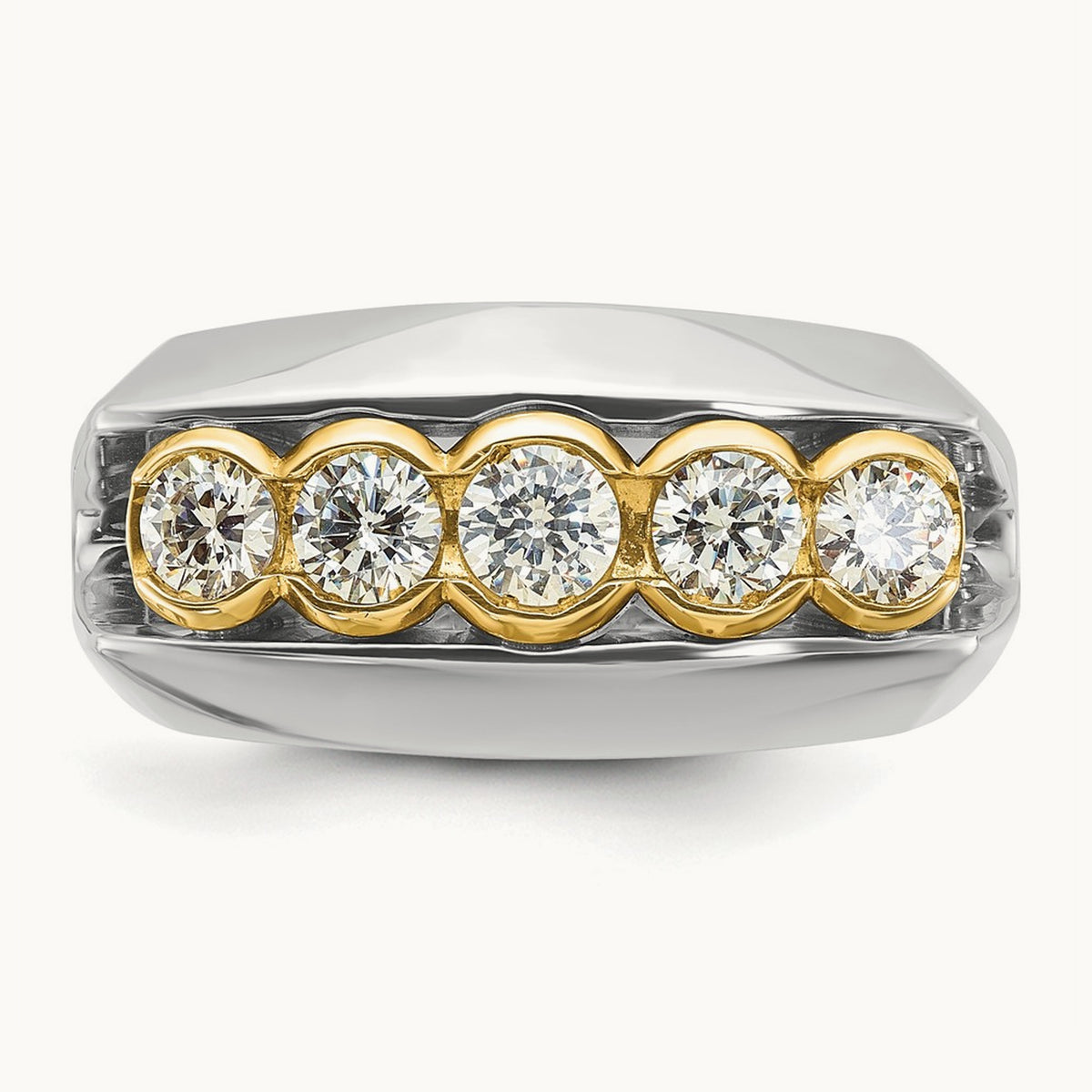 14ktt IBGoodman Men's Polished Graduated 5-Stone Diamond Ring