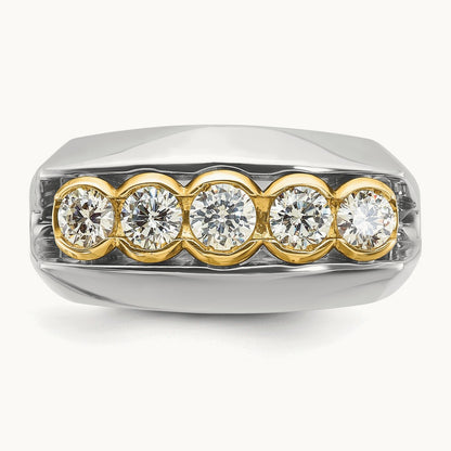 14ktt IBGoodman Men's Polished Graduated 5-Stone Diamond Ring