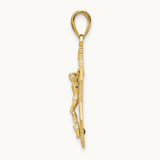 Polished Textured Mini Mariners Crucifix Pendant, 14K