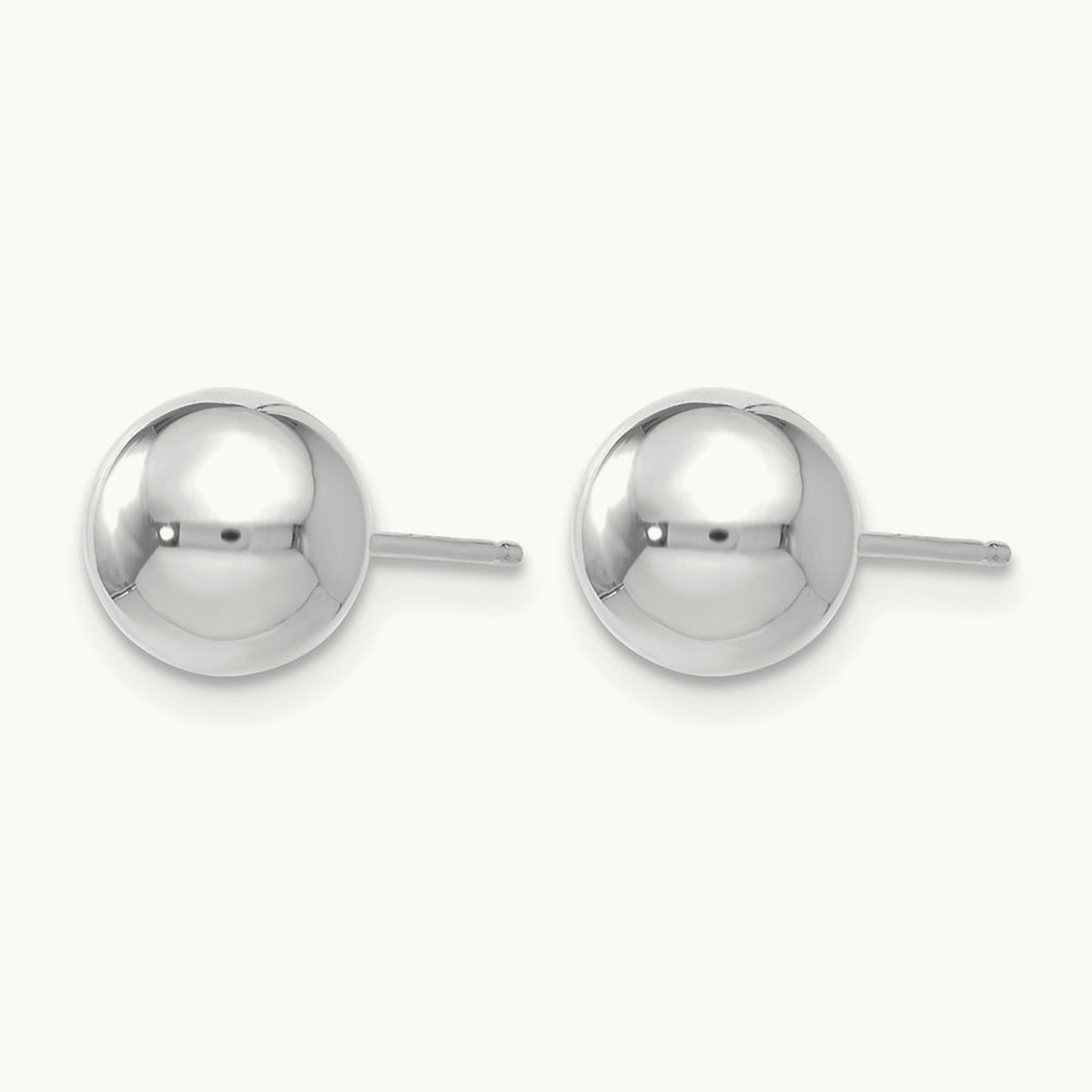 Polished Ball Post Earrings — 14K White Gold, 7mm
