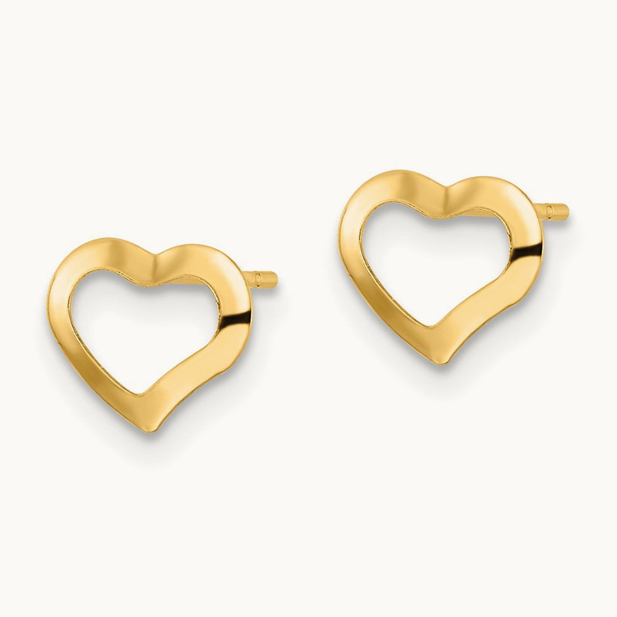 Polished Heart Post Earrings, 14K