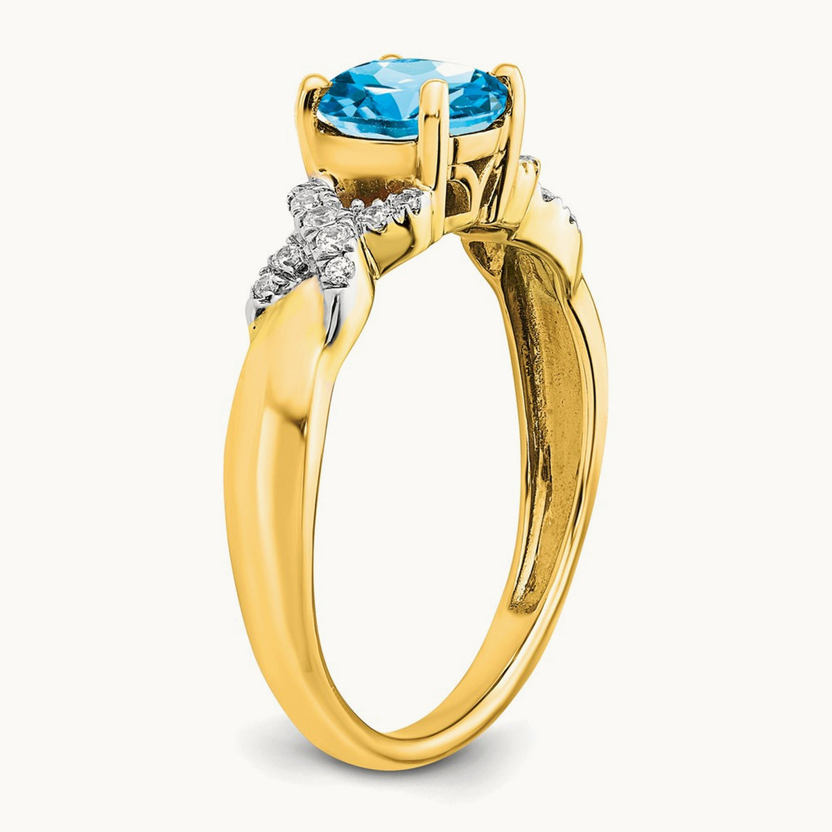 Blue Topaz and Diamond Ring, 14K Two-tone