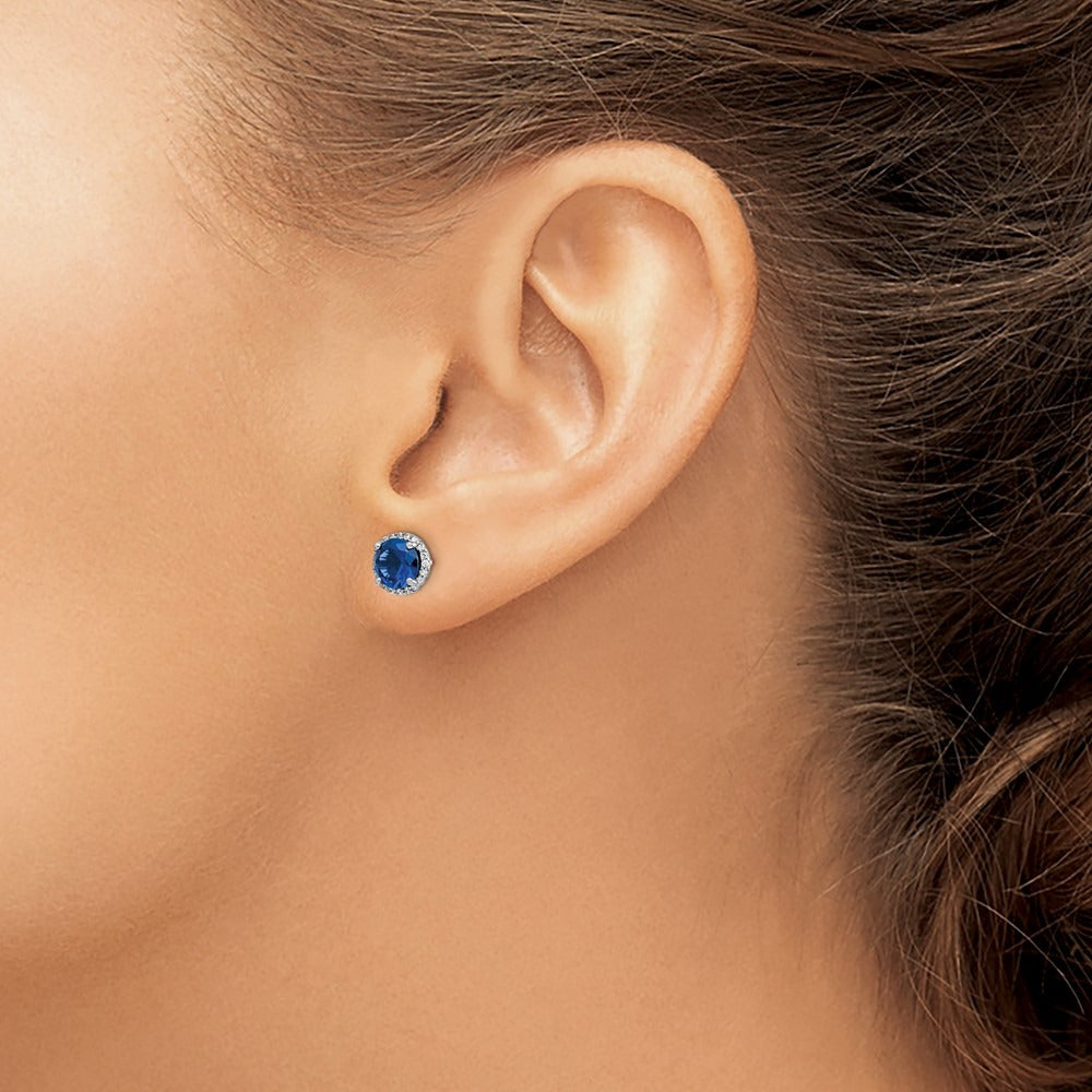 Diamond and Sapphire Post Earrings — photo set