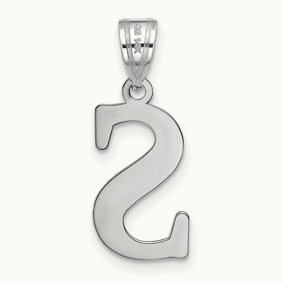 Polished Etched Letter S Initial Pendant, 14K White Gold