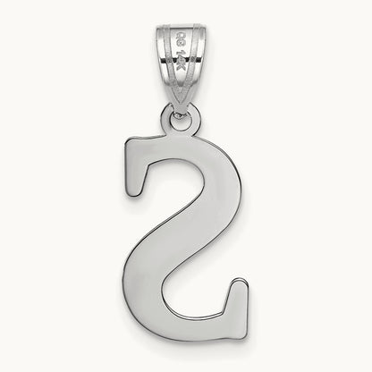 Polished Etched Letter S Initial Pendant, 14K White Gold