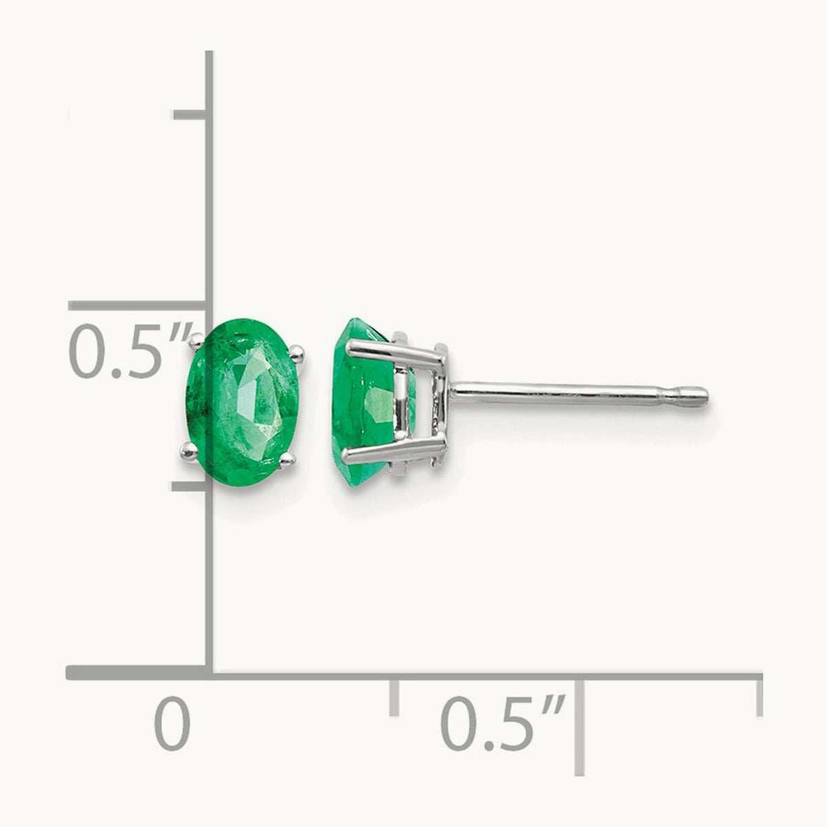 Emerald Earrings, 14K White Gold