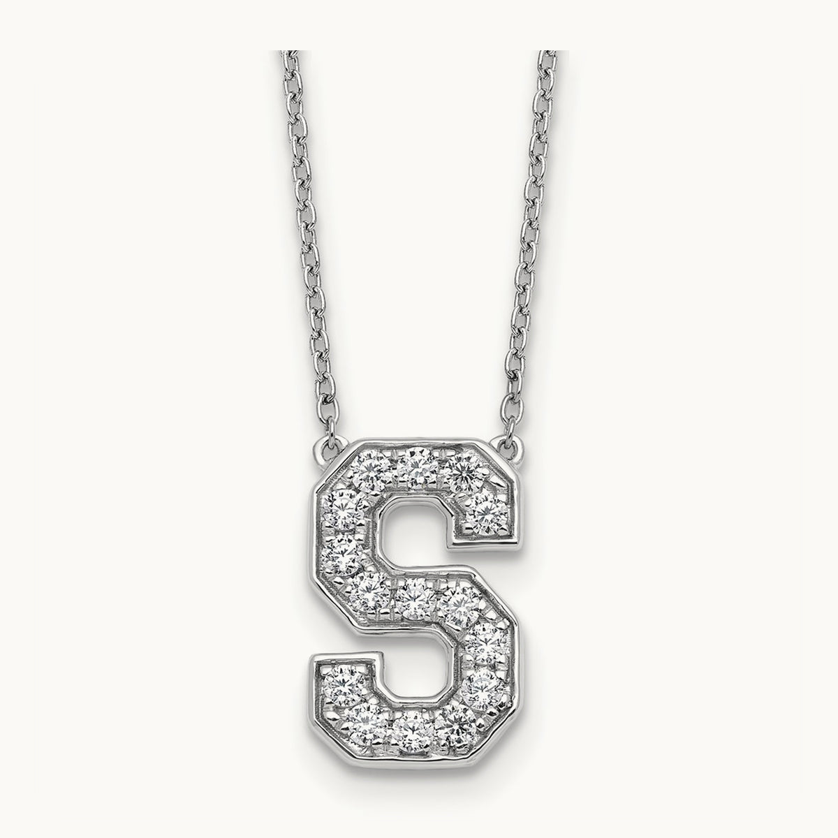 Initial Necklace — 14K White Gold, S, 3/8 ct