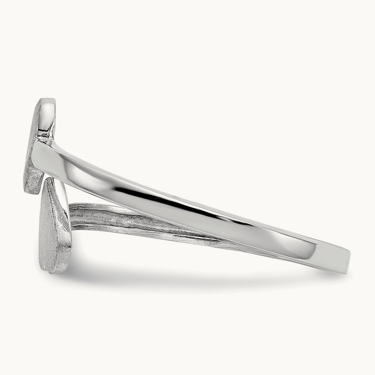 Double Heart Ring, 14K White Gold