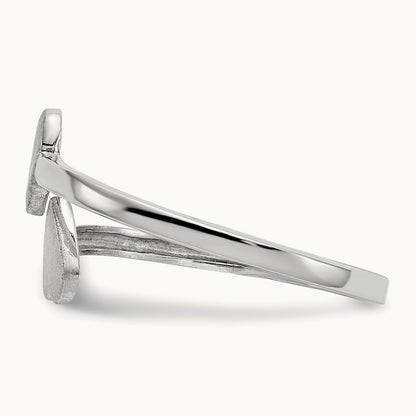 Double Heart Ring, 14K White Gold