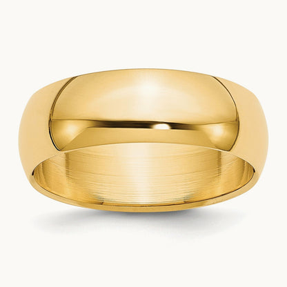 Half Round Band, 7mm, 10K Yellow Gold