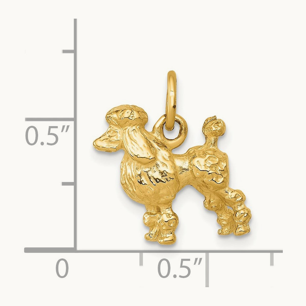 Solid 3-D Poodle Charm, 14K