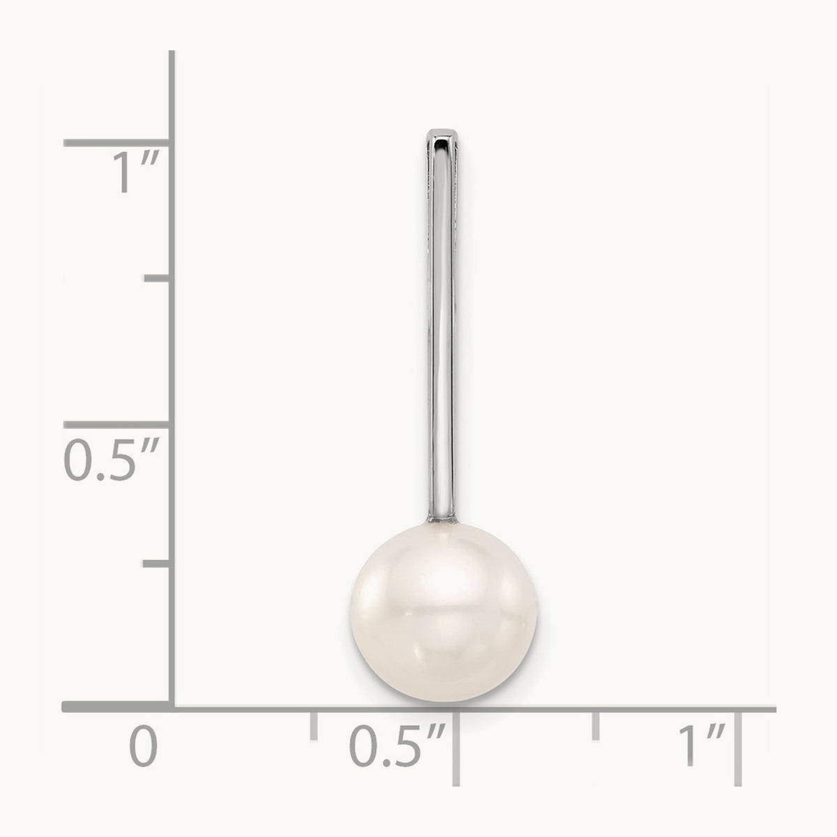 8- Round Freshwater Cultured Pearl Drop Chain Slide, 9mm, 14K White Gold