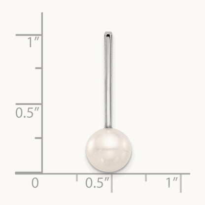 8- Round Freshwater Cultured Pearl Drop Chain Slide, 9mm, 14K White Gold