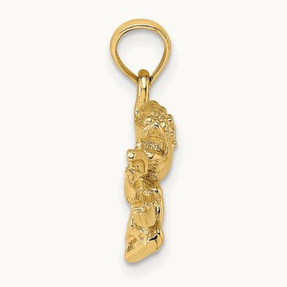 Textured Crawfish Charm, 14K