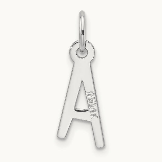 Slanted Block Initial Charm — 14K White Gold, A