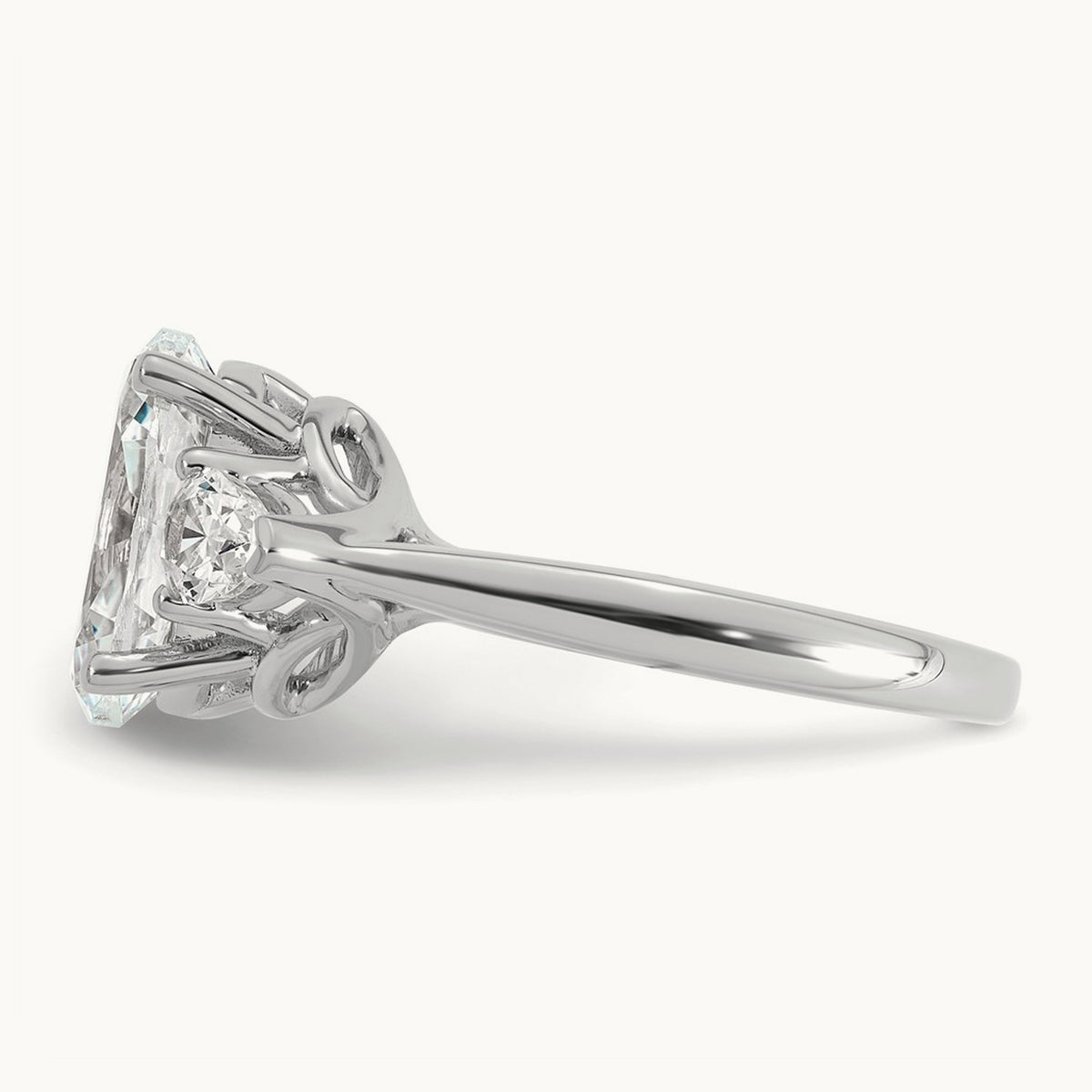 Oval/Pear 3 Stone Engagement Ring, 1.25-3.50 ct tw Lab-Grown Diamond — 3 5/8 ct, 14K White Gold