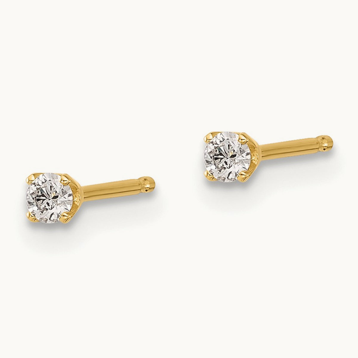 Round Diamond Stud Earrings — 14K Yellow Gold, 0.10 ct tw, I1 J-K · push back