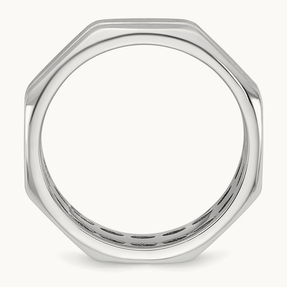 IB Goodman Men's Satin Octagonal Ring, 7.7mm, 14K Gold — 14K White Gold