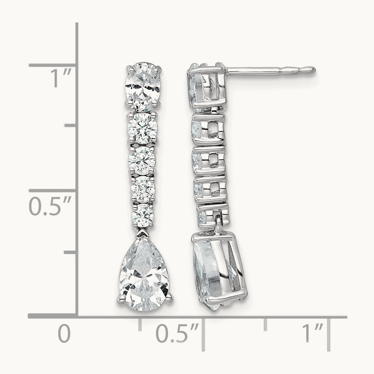 Fashion Dangle Post Earrings, 2.50 ct tw Lab-Grown Diamond — 14K White Gold