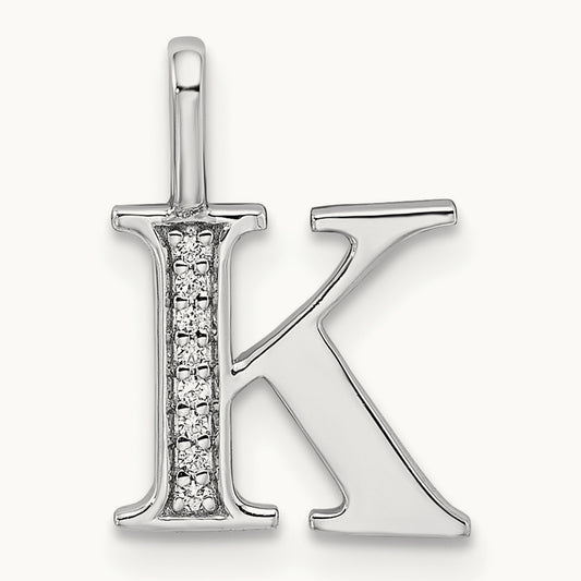 Diamond Letter K Initial Pendant, 14K White Gold