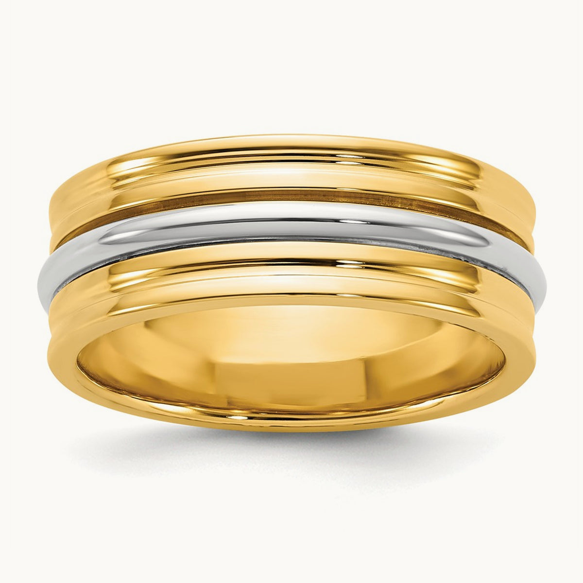 Y/W Single Banded Wedding Band, 7mm, 14K Two-tone