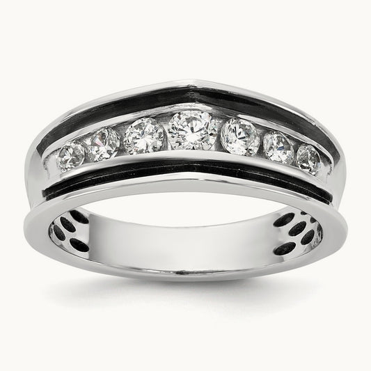 w/Black RH IB Goodman Complete 7-Stone 5/8ct Diamond Ring, 14K White Gold