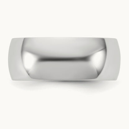 Lightweight Half Round Band, 7.5mm, 10K White Gold