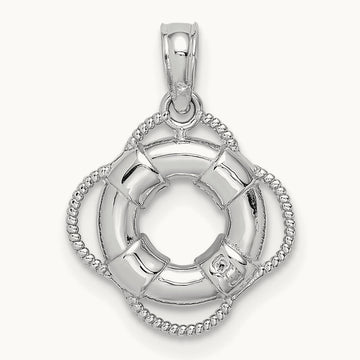 3D Gold Lifesaver Pendant, 14K White