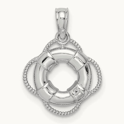 3D Gold Lifesaver Pendant, 14K White
