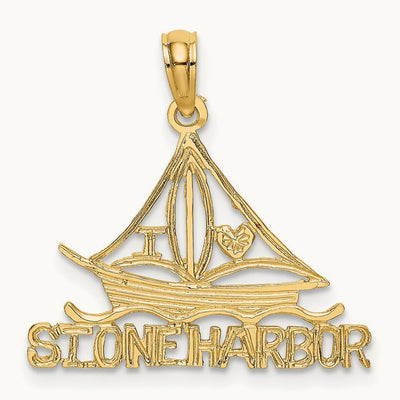 I LOVE STONE HARBOR Sailboat Charm, 14K